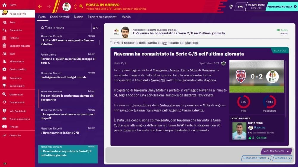Ravenna 2019-2020 - Vittoria Ultima Giornata