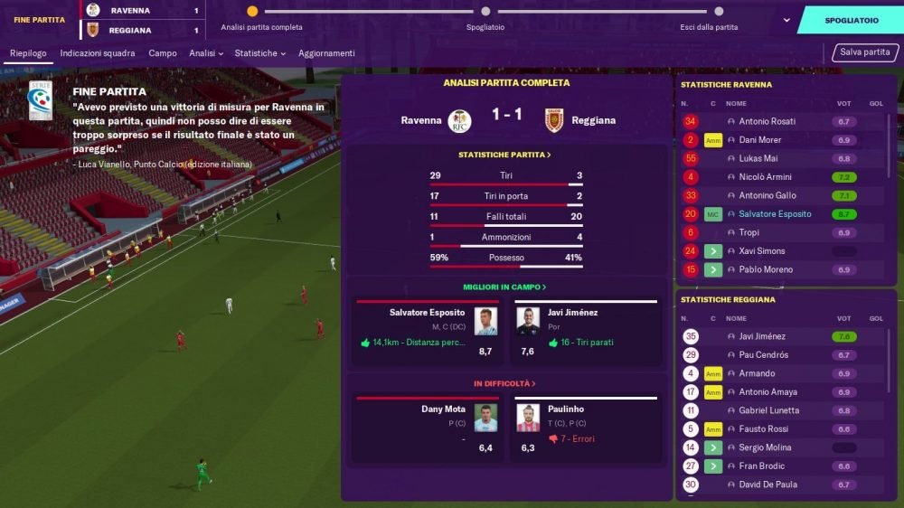 Ravenna - Reggiana 1 a 1